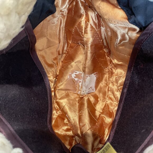 VTG 60s Deerskin Trading Post Suede Shearling Cloche Trilby Hat Union Made Sz M - Picture 9 of 11